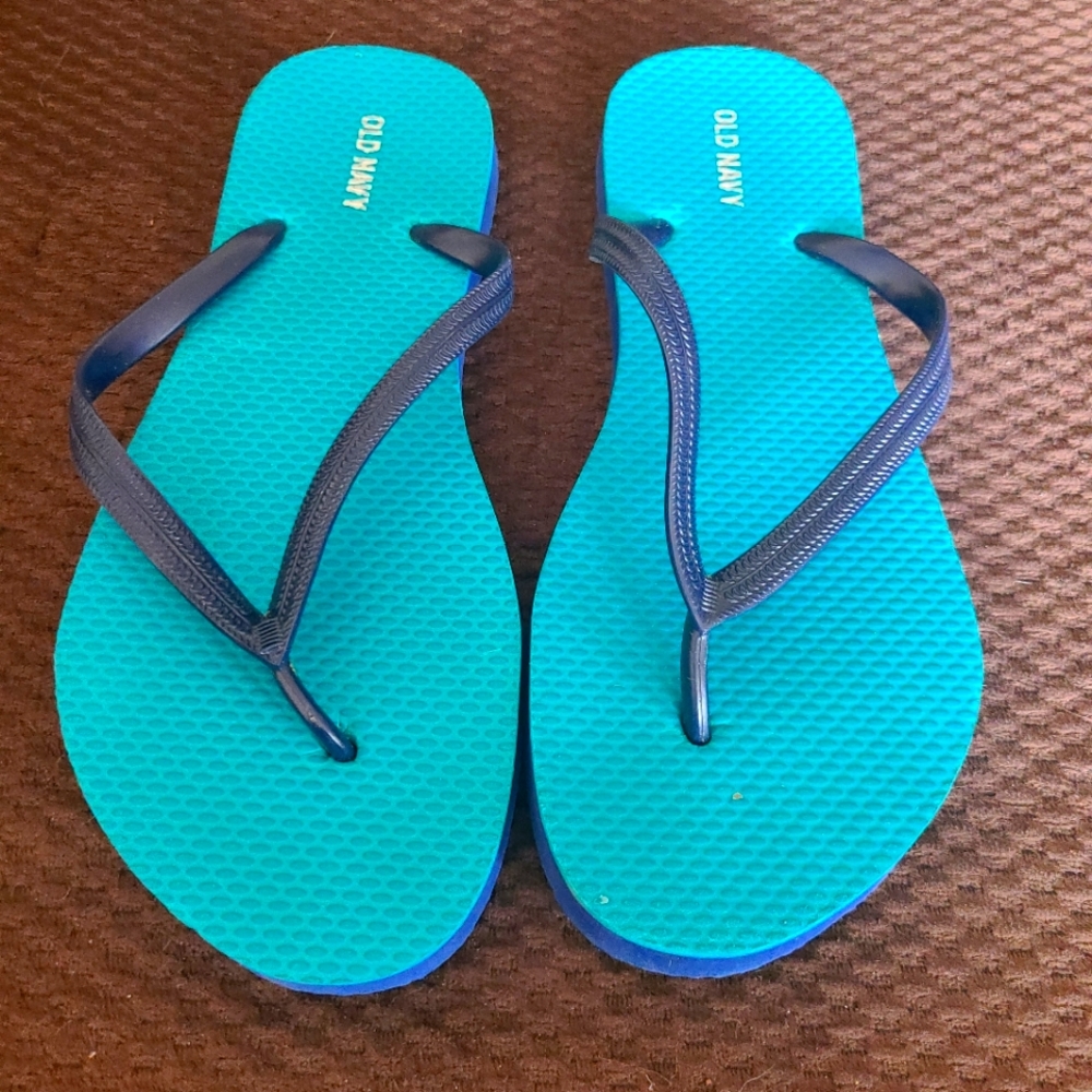 Old navy flip flops. Blue. Never worn